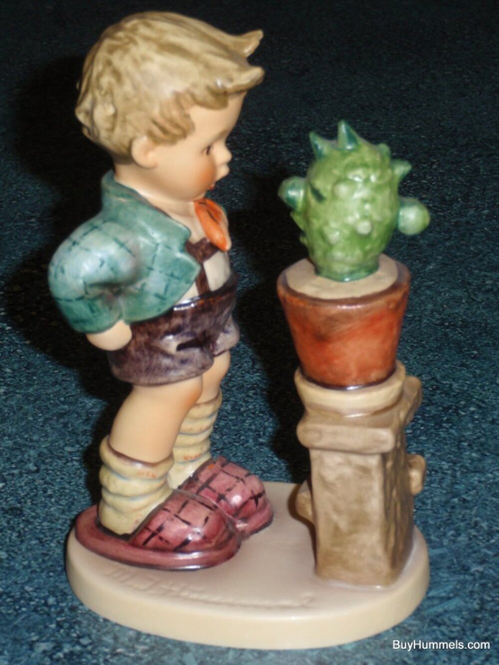 "Confidentially" Goebel Hummel Figurine TMK5 #314 Boy Talking To Cactus - CUTE!